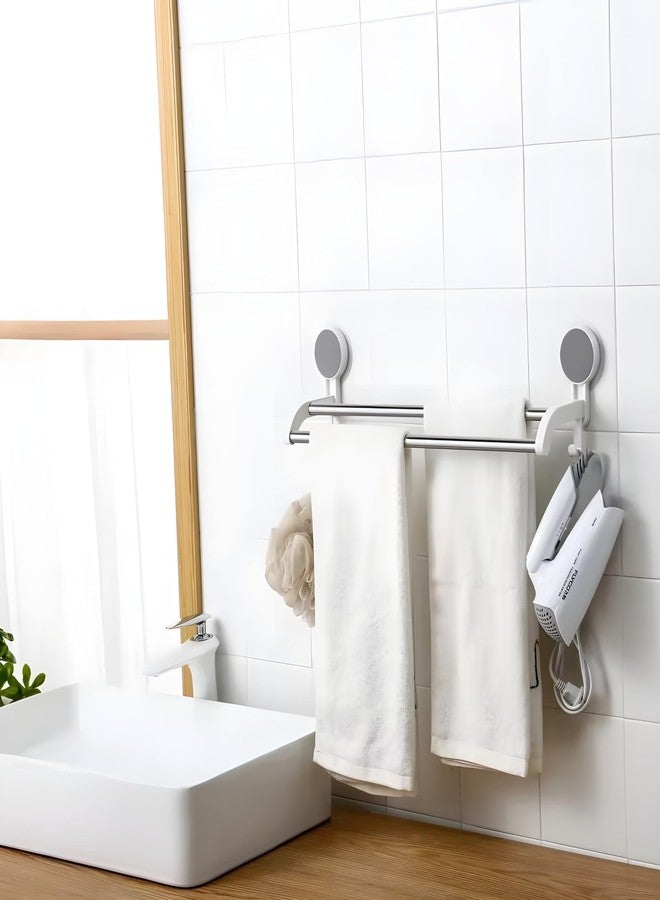 XBEY Wall Mounted Self Adhesive Magic Sticker Towel Holder in Bathroom/Towel Napkin Holder Bar for Bathroom and Kitchen/Hangers for Clothes/Towel Stand (Double Steel Tower Bar) - Image 4